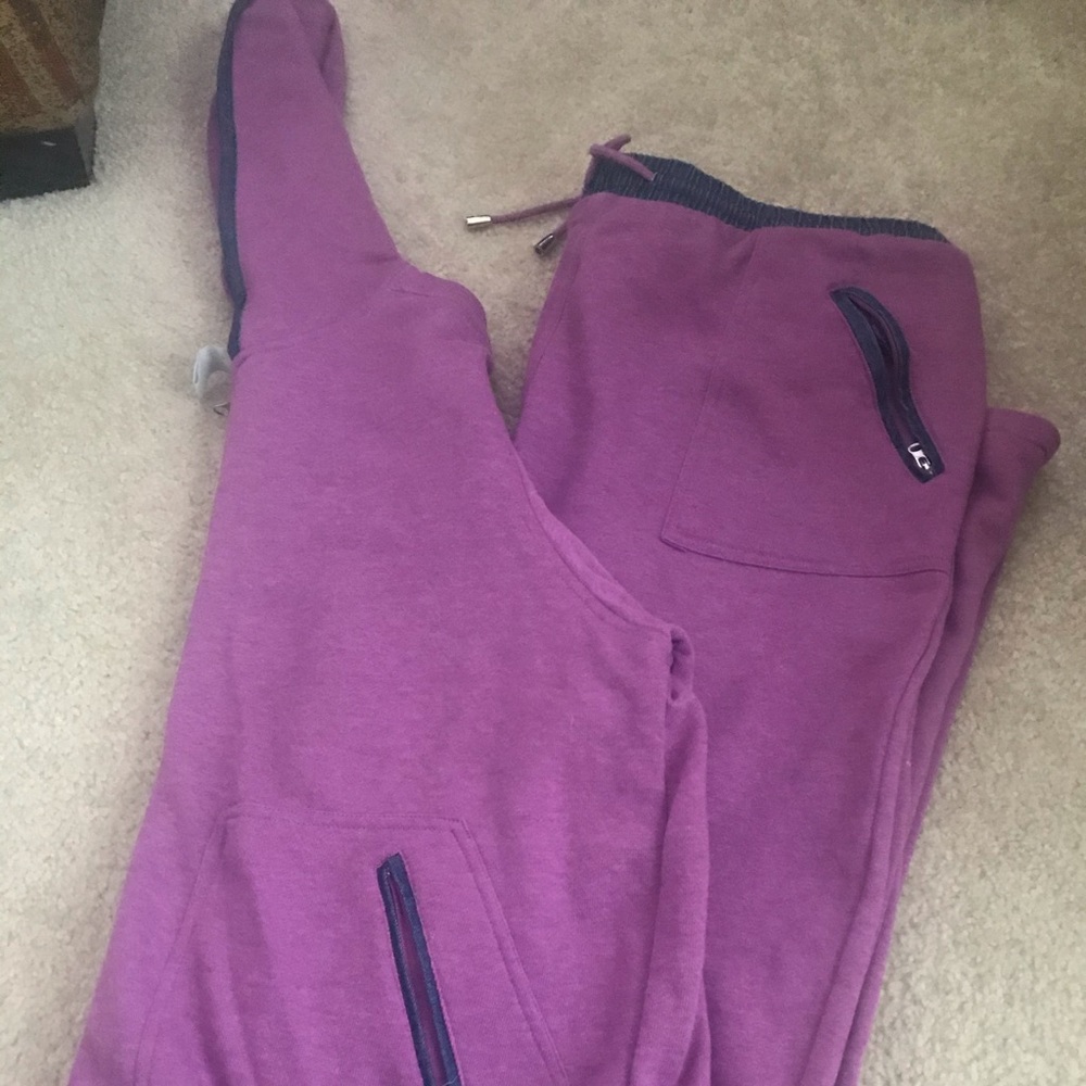 Purple Denim Print Trimmed Sweatsuit